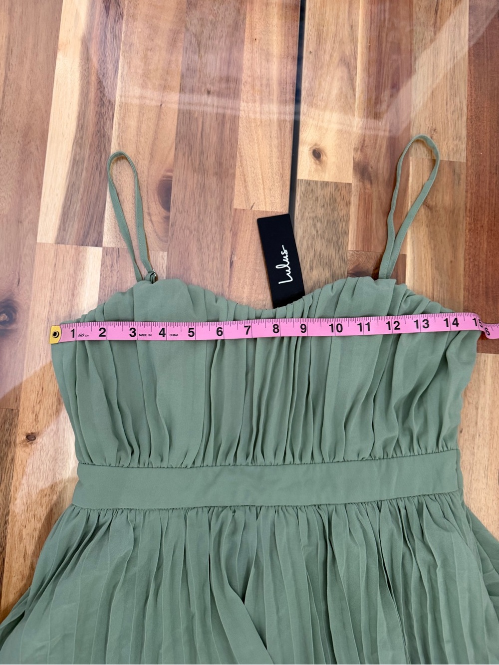 NWT Sz S Lulus Jehona Sage Brush Pleated Tiered Maxi Dress Green - Picture 6 of 9
